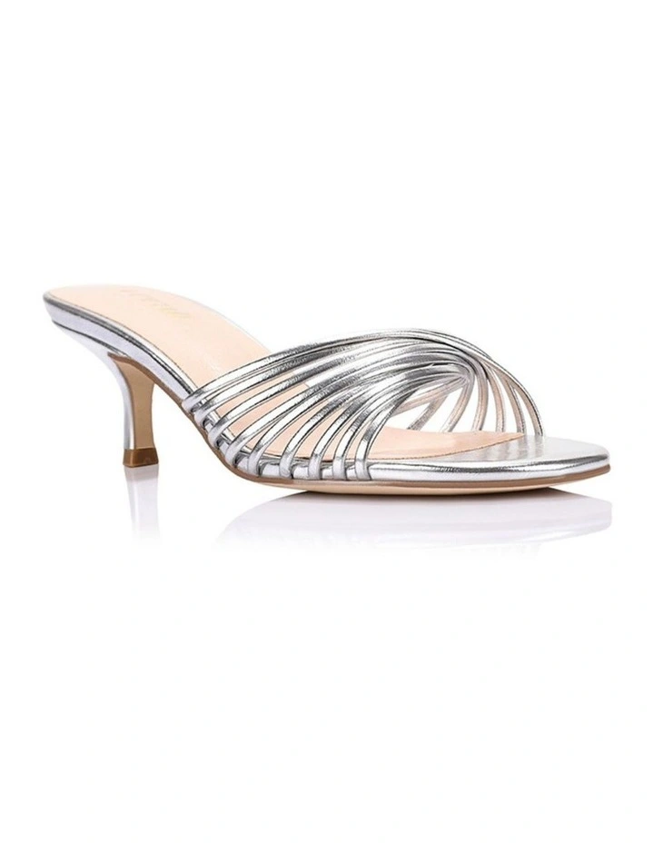 Bestie Kitten Heel Mules in Silver image 2