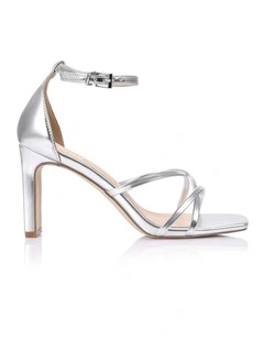 Kitty Block Heel Sandals in Silver