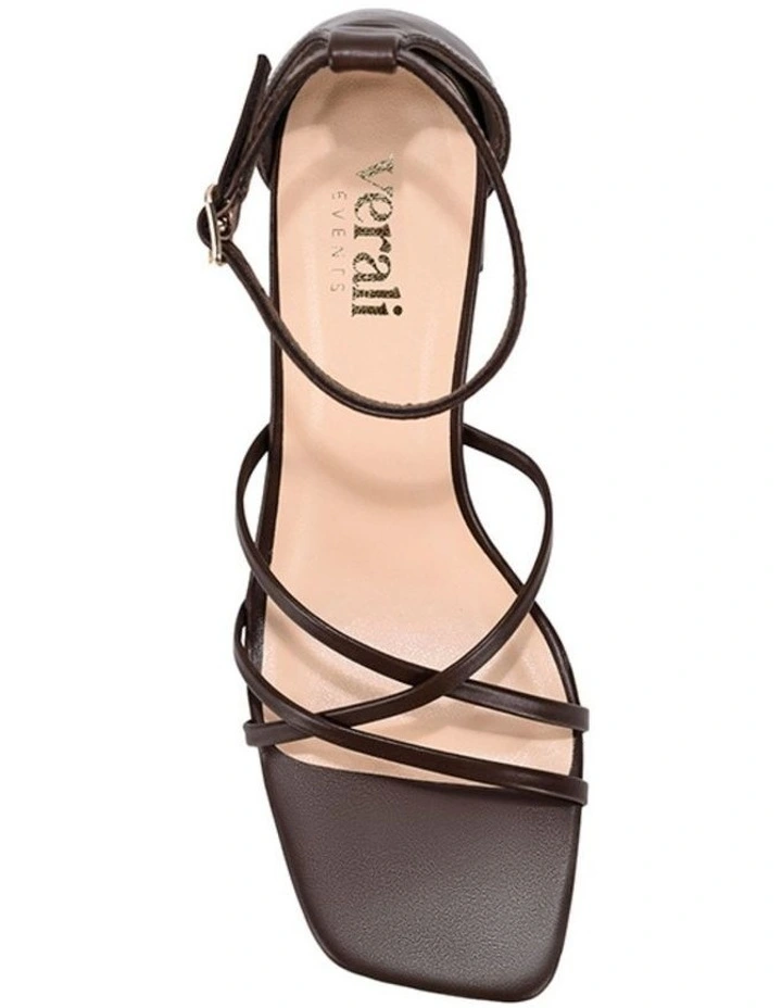 Nelly Block Heel Sandals in Chocolate Brown image 3