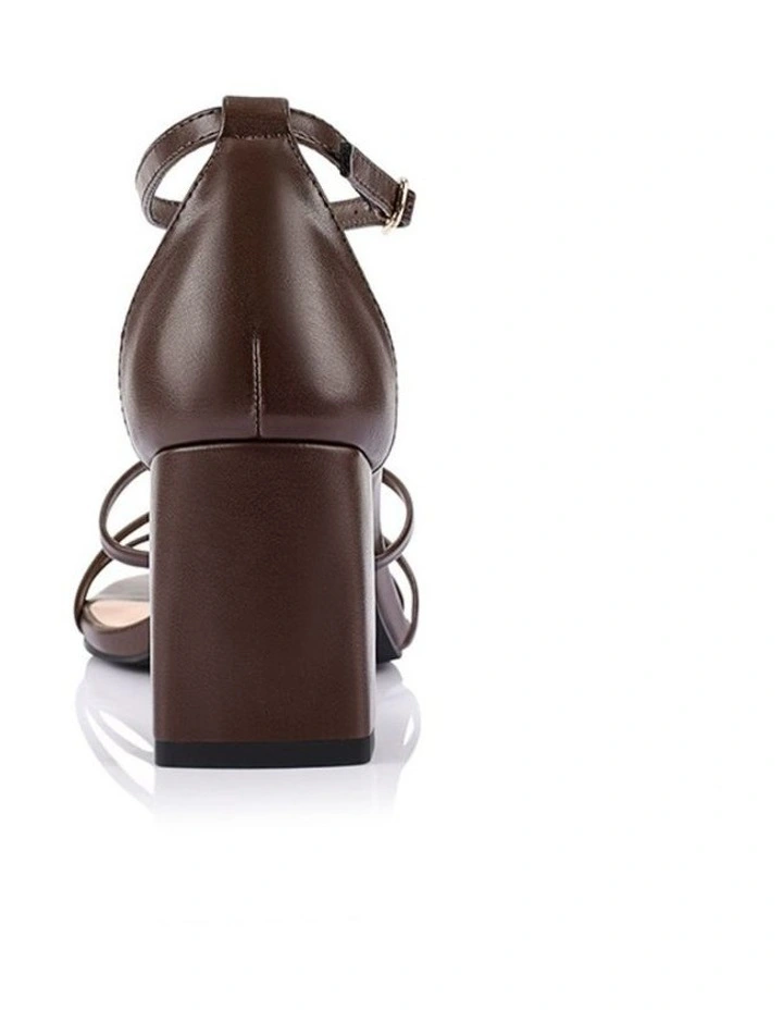 Nelly Block Heel Sandals in Chocolate Brown image 4