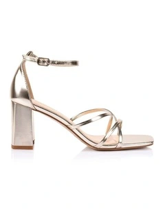 Nelly Block Heel Sandals in Champagne Gold