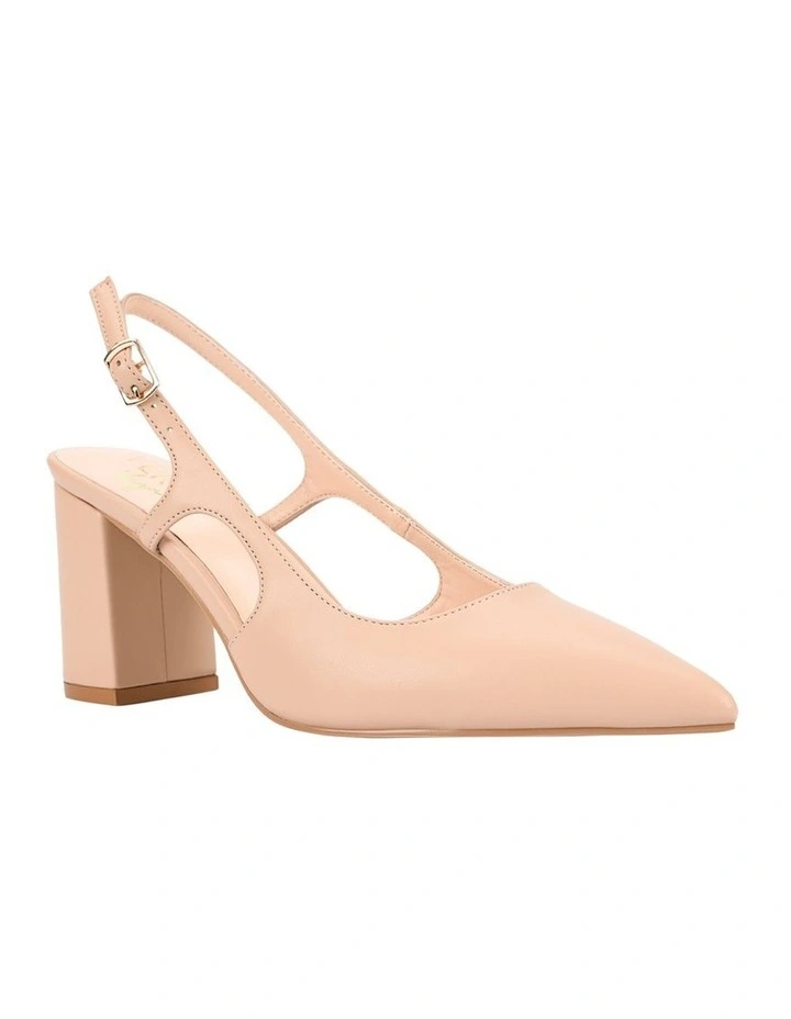 Elton Slingback Block Heels in Nude image 4
