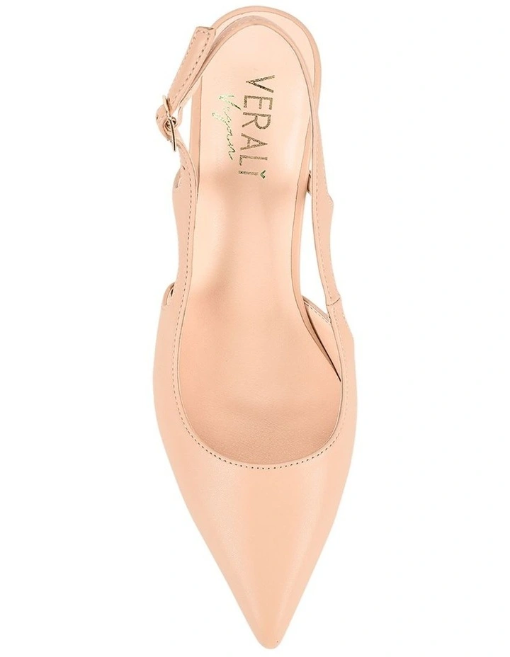 Elton Slingback Block Heels in Nude image 9