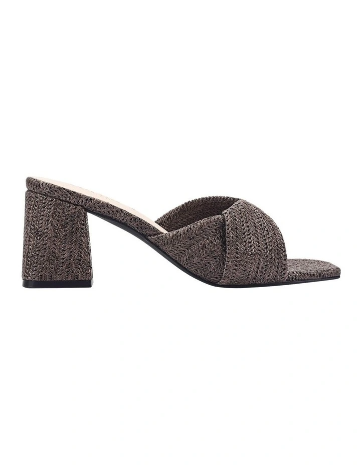 Stella Block Heel Mules - Chocolate Brown Raffia image 1