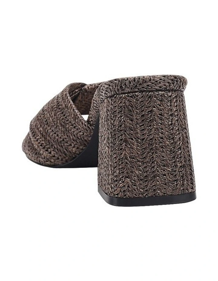 Stella Block Heel Mules - Chocolate Brown Raffia image 4