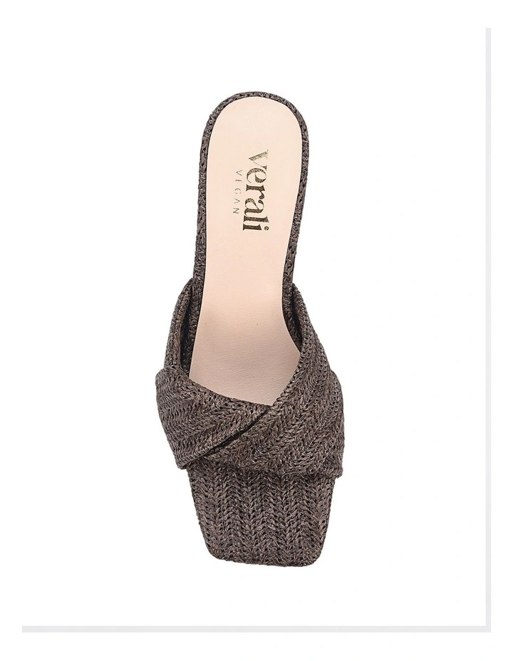 Stella Block Heel Mules - Chocolate Brown Raffia image 5