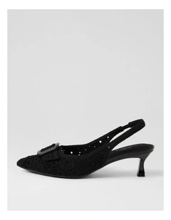Christeen Black Fabric Slingback Pumps
