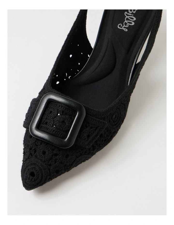 Christeen Black Fabric Slingback Pumps image 4