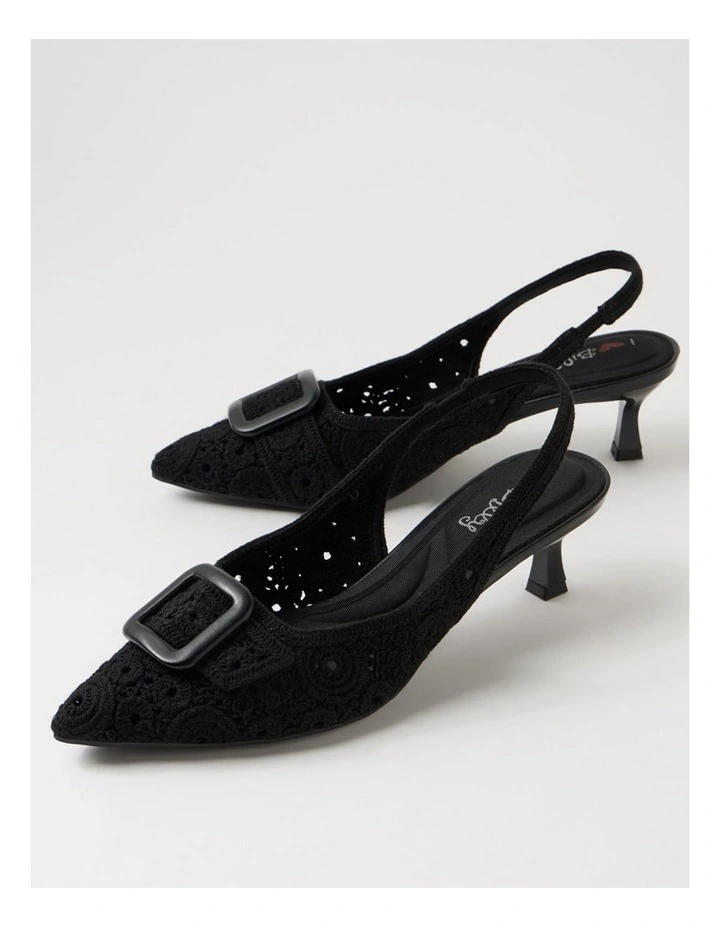 Christeen Black Fabric Slingback Pumps image 5