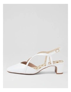 Kaylas White Leather Heels