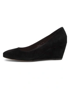 LESPIE BLACK SUEDE WEDGE HEELS