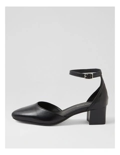 Omarla Black Leather Heels