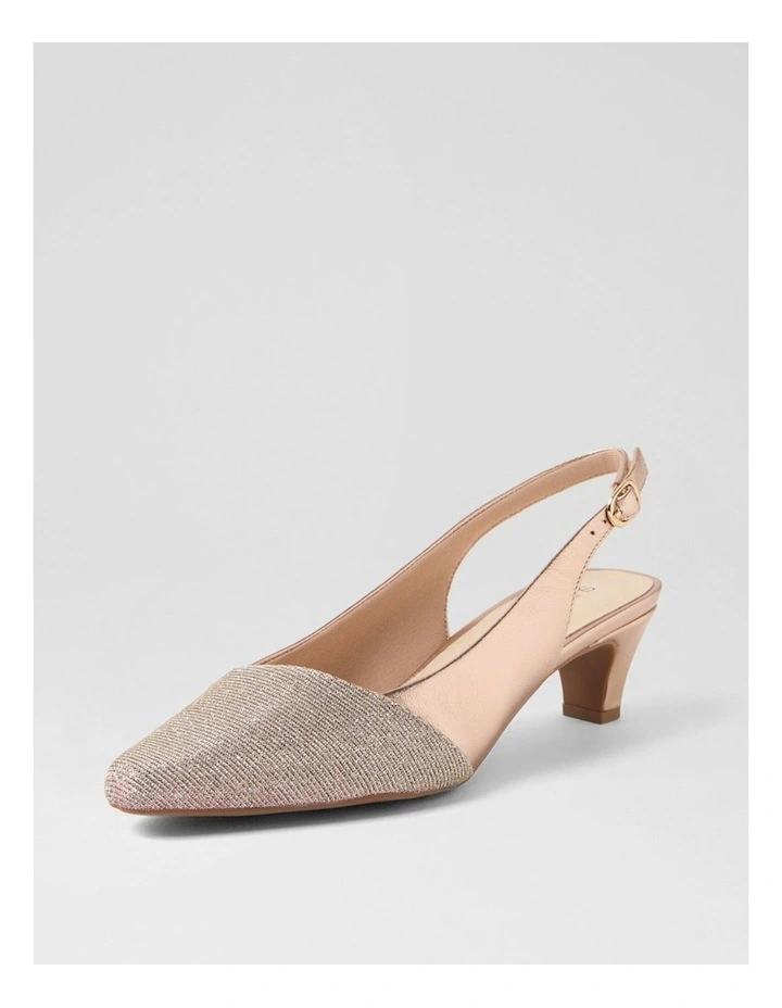 Linsain Champagne Sparkle Fabric Leather Heels image 2