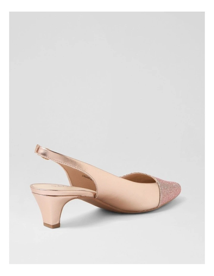 Linsain Champagne Sparkle Fabric Leather Heels image 3