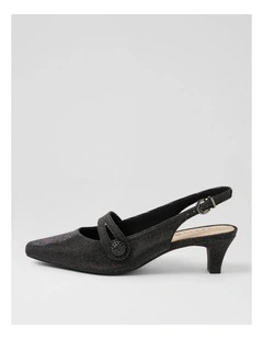 Lisshle2 Black Sparkle Fabric Slingbacks