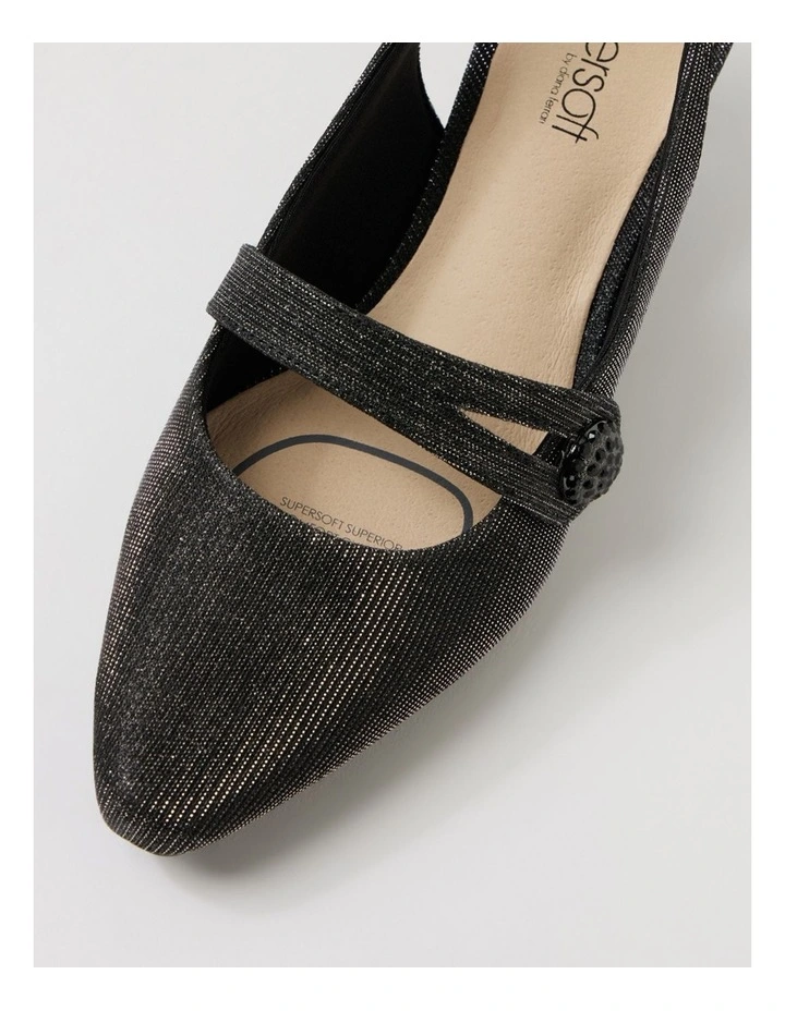 Lisshle2 Black Sparkle Fabric Slingbacks image 4