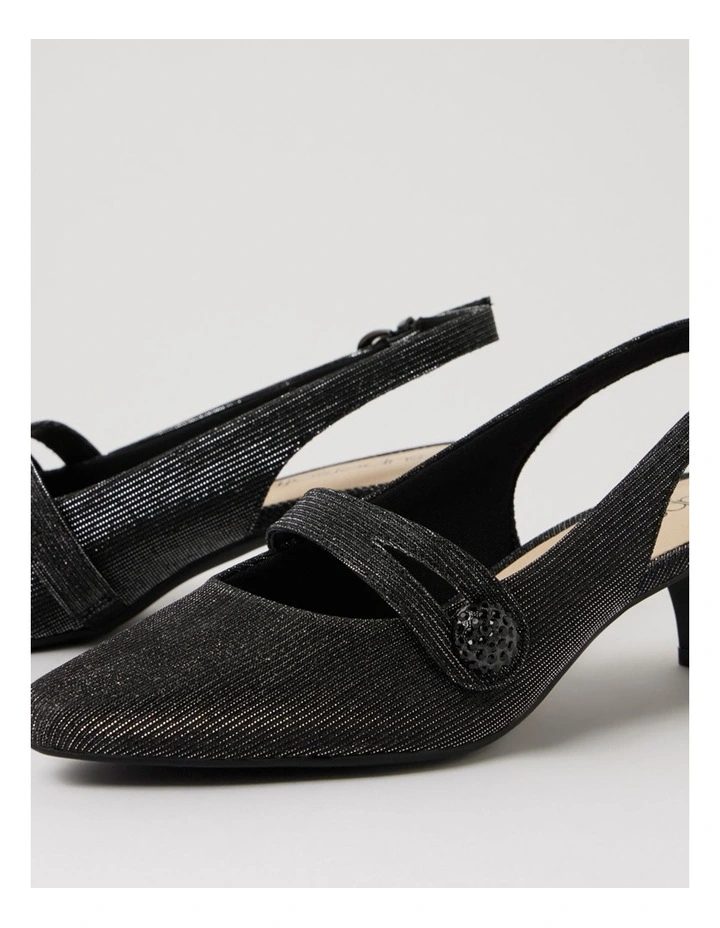 Lisshle2 Black Sparkle Fabric Slingbacks image 5