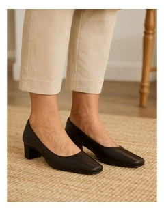 Khloes Black Leather Heels