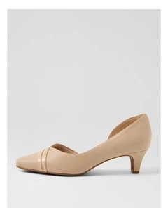 Lizzis Nude Leather Patent Heels