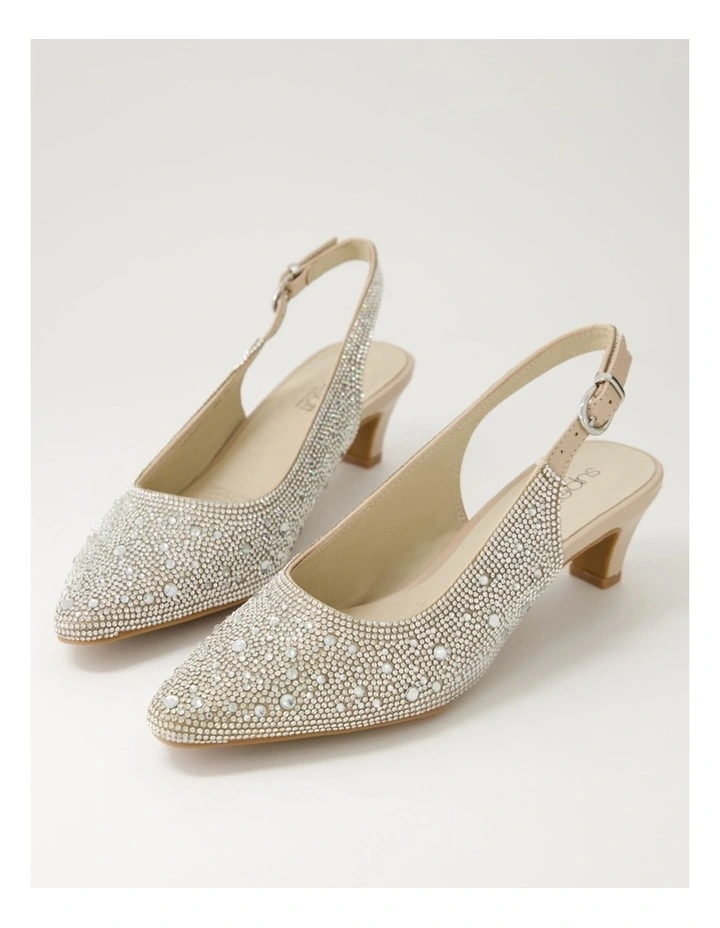 Looloo Silver Nude Jewels Leather Heels image 5