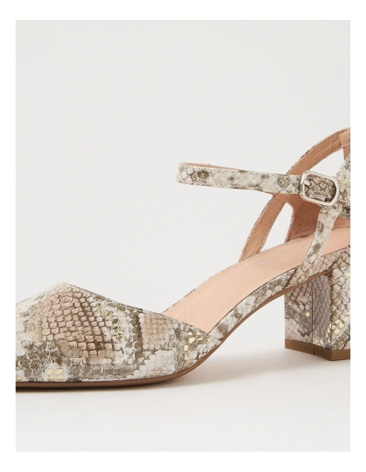Loctavia Neutral Metallic Snake Heels image 5