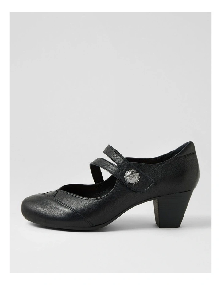 Fortunet Black Leather Mary Jane Heels image 1