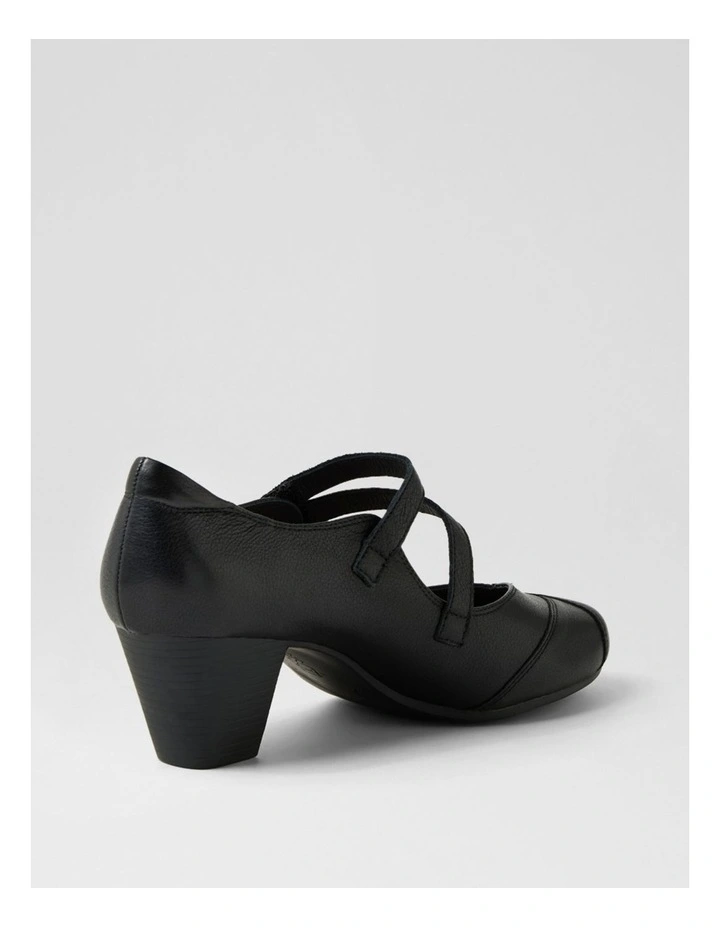 Fortunet Black Leather Mary Jane Heels image 3