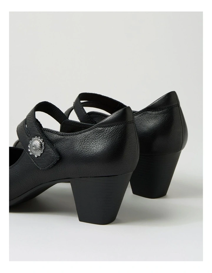 Fortunet Black Leather Mary Jane Heels image 5