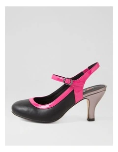 Mintina Black Hot Pink Patent Pu Heels