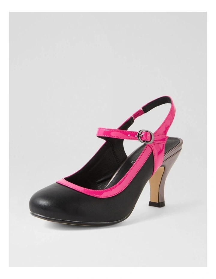 Mintina Black Hot Pink Patent Pu Heels image 2