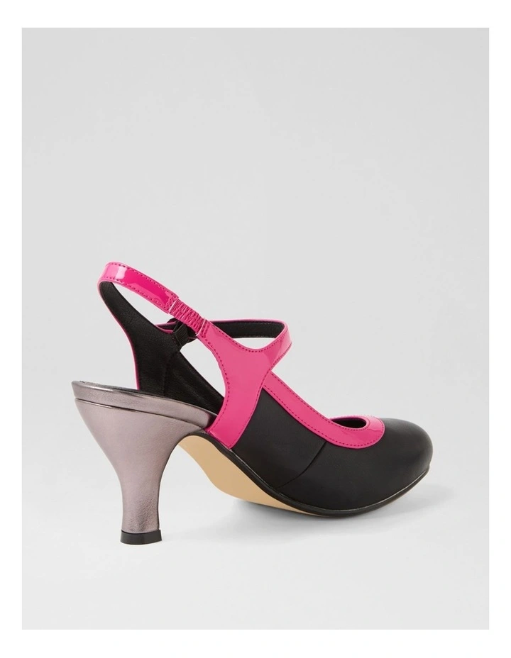 Mintina Black Hot Pink Patent Pu Heels image 3