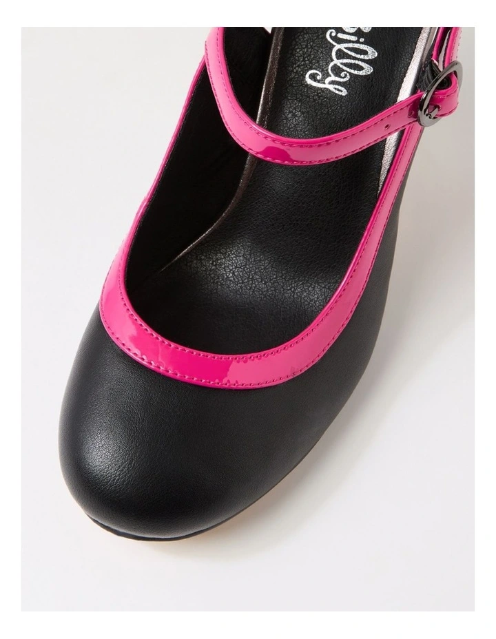 Mintina Black Hot Pink Patent Pu Heels image 4