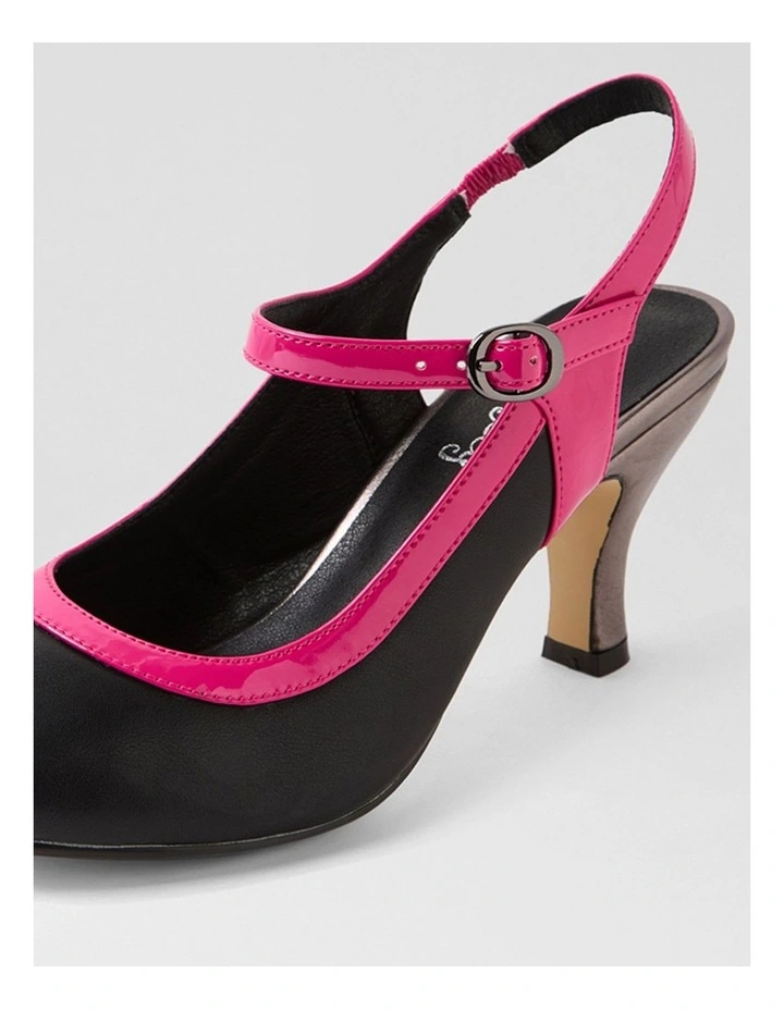 Mintina Black Hot Pink Patent Pu Heels image 5