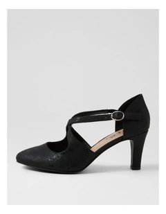 Irenna W Black Shimmer Fabric Heels