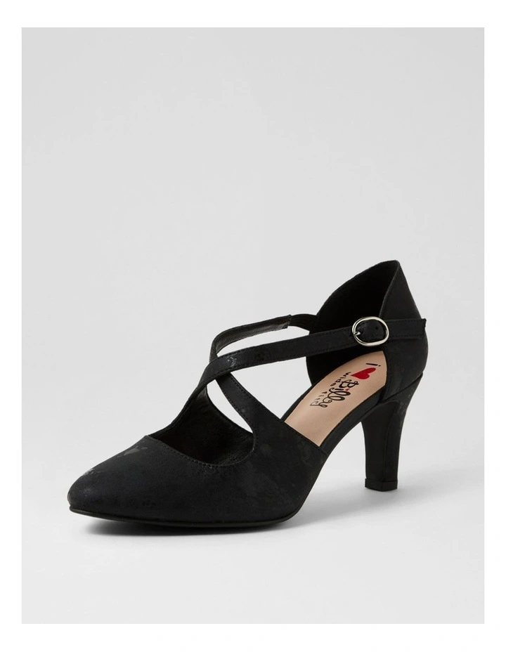 Irenna W Black Shimmer Fabric Heels image 2
