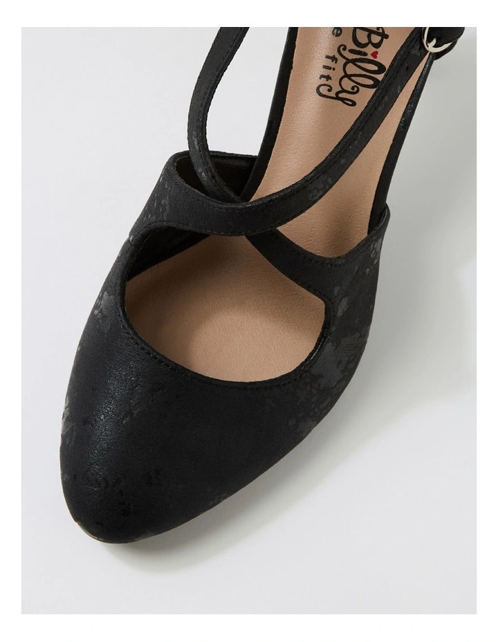 Irenna W Black Shimmer Fabric Heels image 4