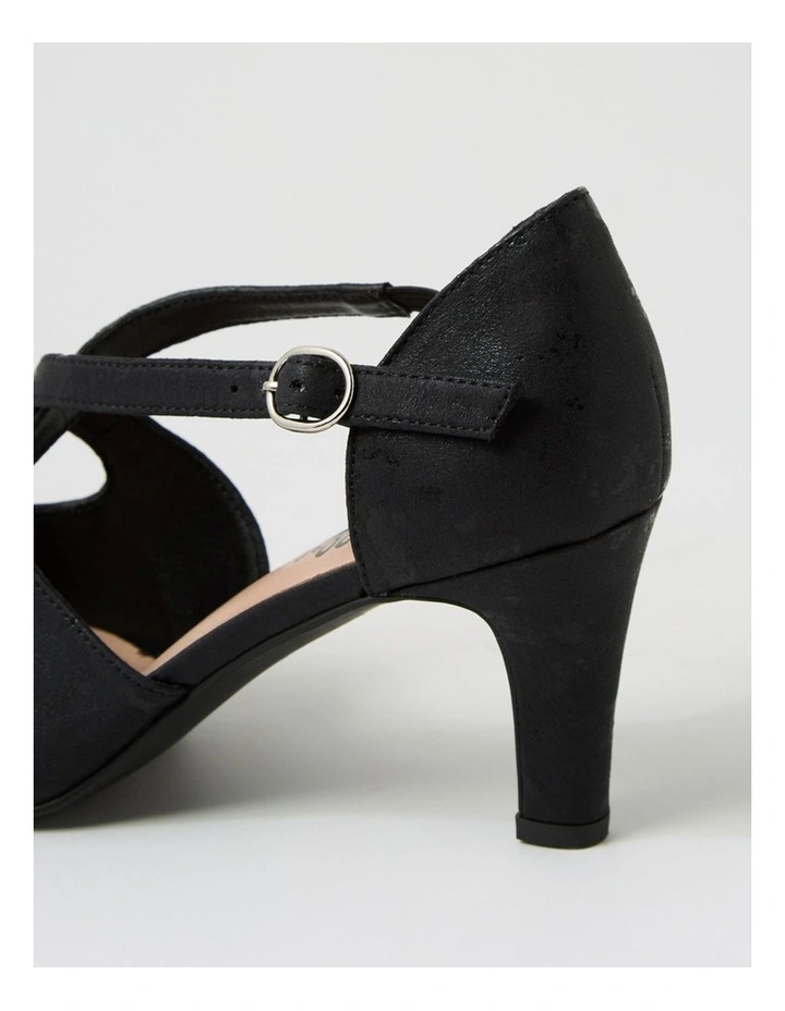 Irenna W Black Shimmer Fabric Heels image 5