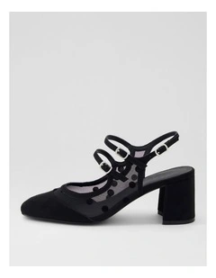 Estefania Black Spot Mix Mary Jane Heels
