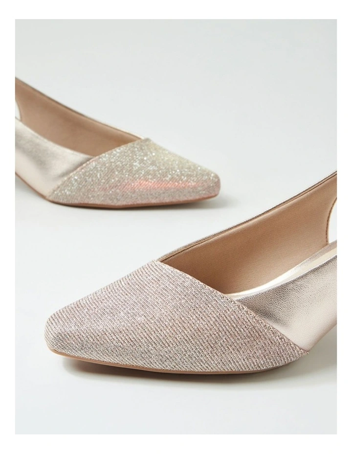 Linsain Platinum Sparkle Platinum Fabric Leather Heels image 5