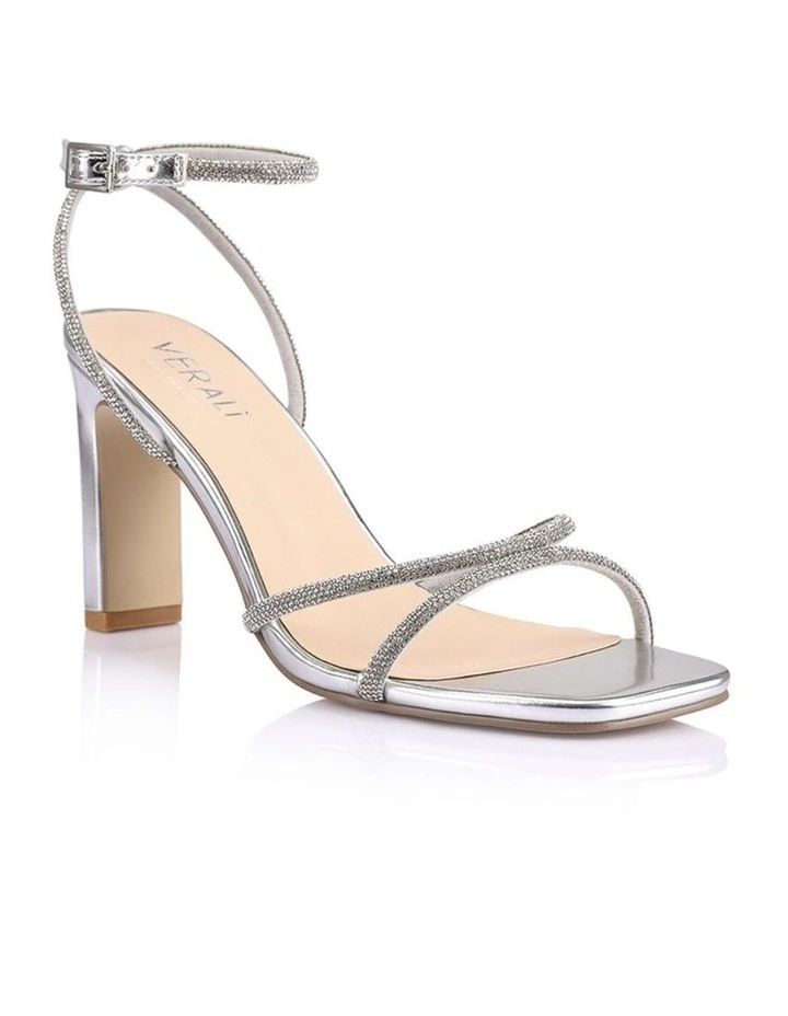 Kian Block Heel Sandals in Silver image 2
