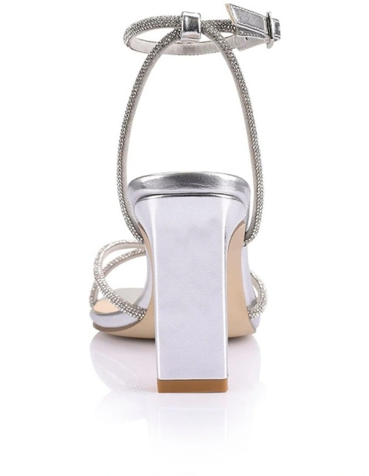 Kian Block Heel Sandals in Silver image 4