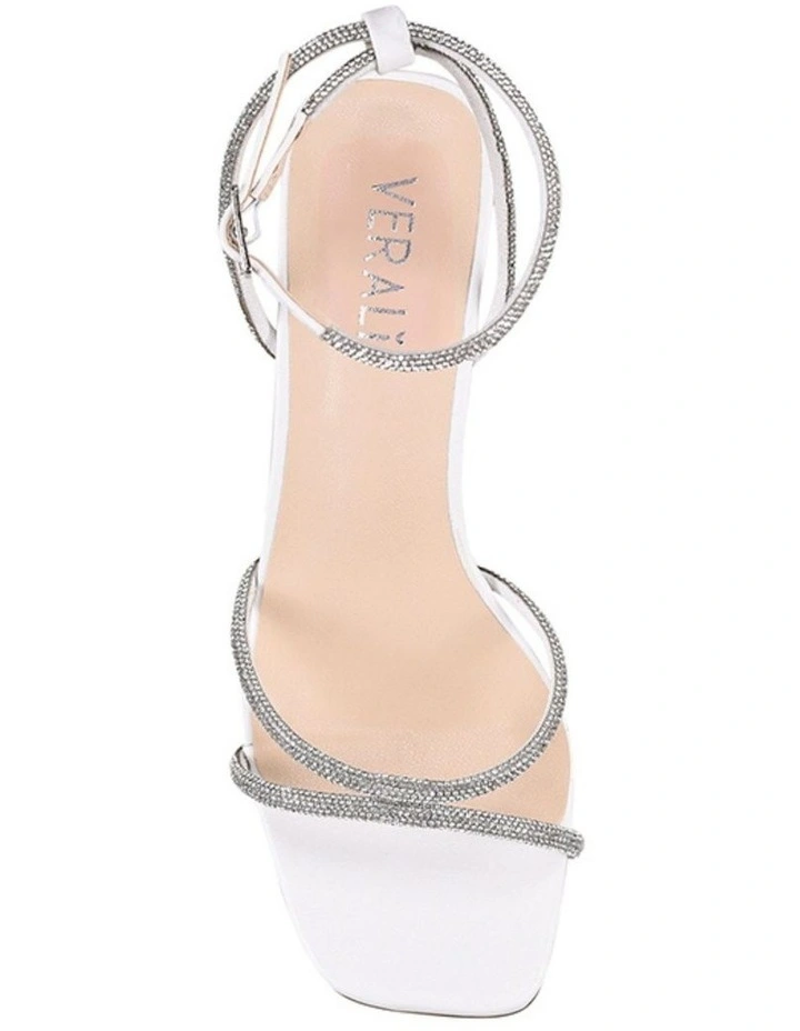 Kian Block Heel Sandals in White/Silver image 3