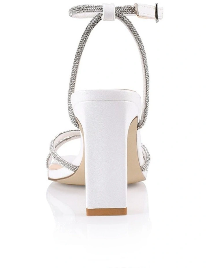 Kian Block Heel Sandals in White/Silver image 4