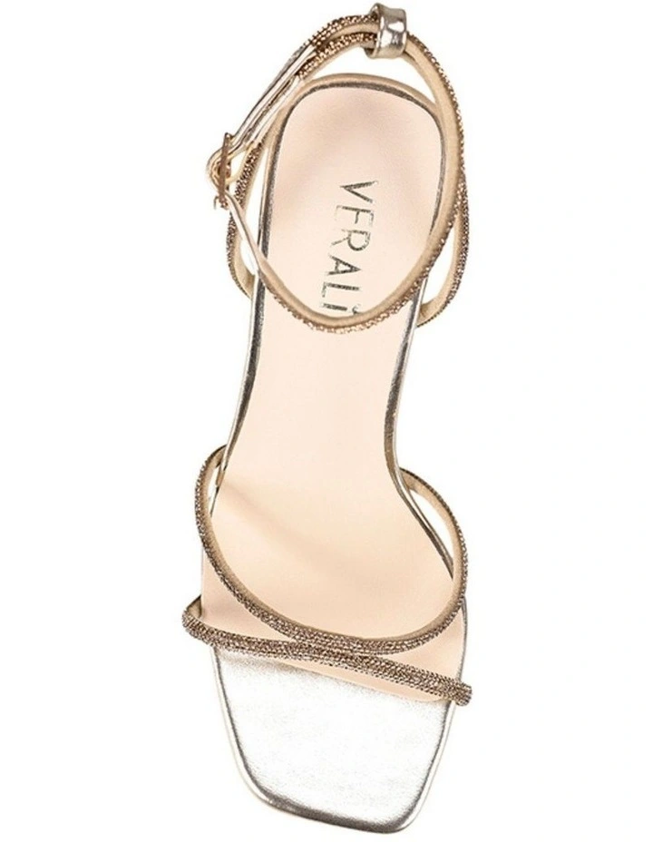 Kian Block Heel Sandals in Champagne Smooth image 3