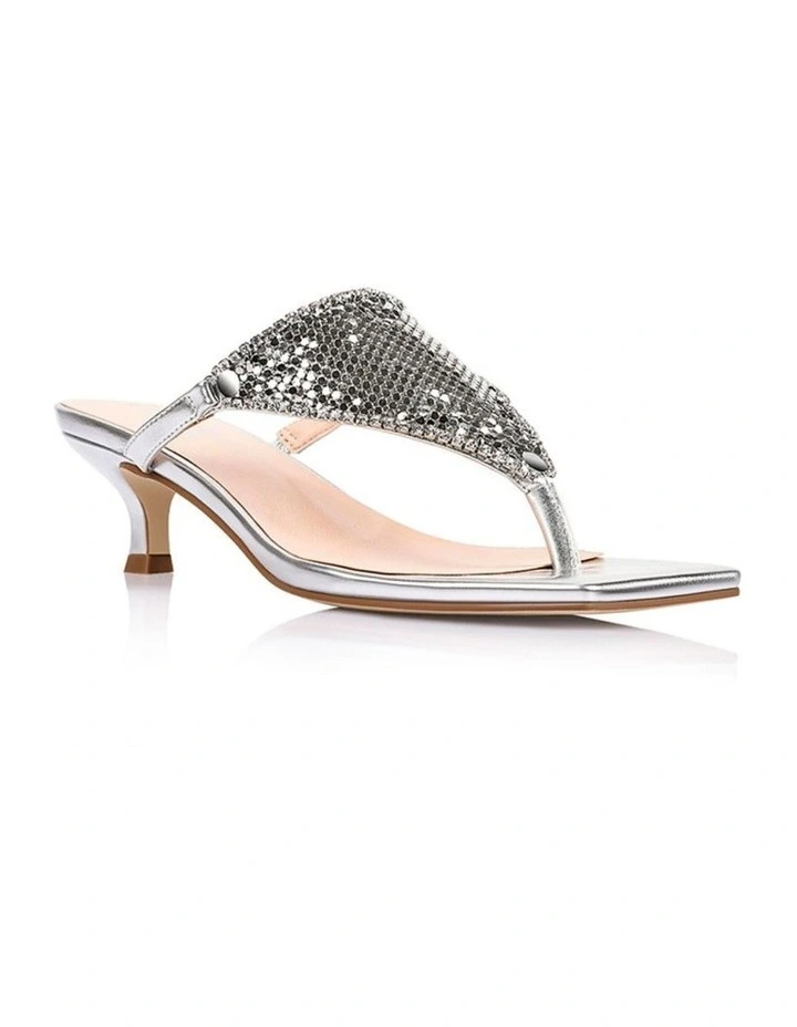 Mackenzie Kitten Heel Thongs - Silver image 2