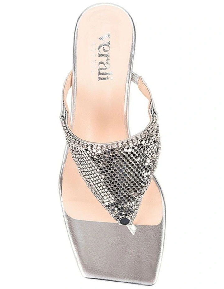 Mackenzie Kitten Heel Thongs - Silver image 3