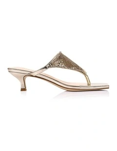 Mackenzie Kitten Heel Thongs - Champagne Gold