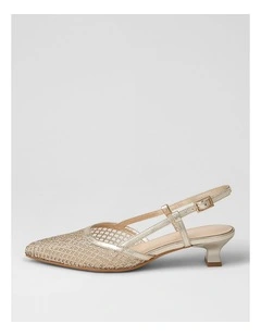 Jikkas Gold Mesh Leather Heels