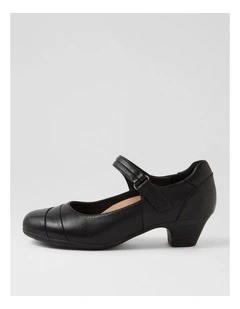 Larsin Black Leather Heels