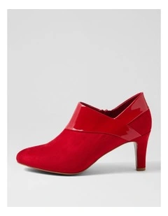 Ilonda W Dark Red Microsuede Patent Pu Heels